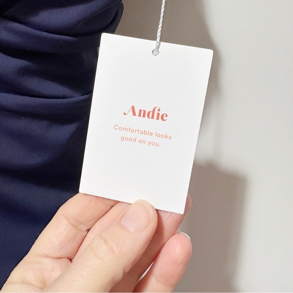 New Andie The Mykonos One Piece Swimsuit Navy Blue Size Small NWT Plunge Deep V - Picture 7 of 15